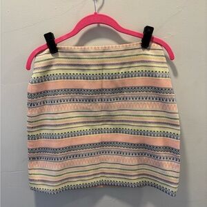 LOFT Cream and Pink Striped Mini Skirt